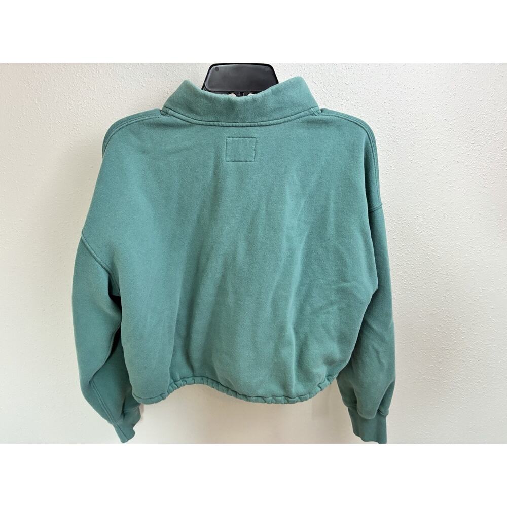 Abercrombie & Fitch Sweatshirt Womens M Teal Quarter Zip Cropped SoftAF Fleece - Picture 3 of 8